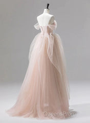 A-Line Pink Tulle Sweetheart Evening Prom Dress Party Dress, Pink Tulle Evening Dress
