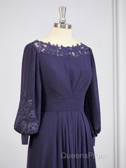 A-Line/Princess Bateau Asymmetrical Chiffon Mother of the Bride Dress