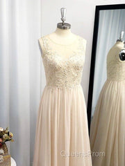 A-Line/Princess Scoop Applique Sleeveless Chiffon Floor-Length Dress