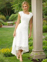 A-Line/Princess Scoop Asymmetrical Lace Wedding Dresses