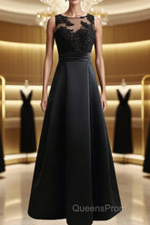 A-Line/Princess Scoop Sweep Train Satin Mother of the Bride Dress