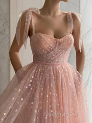 A-Line/Princess Spaghetti Straps Ankle-Length Homecoming Dress