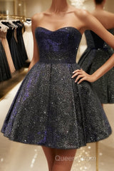 A-Line/Princess Strapless Short/Mini Homecoming Dress With Ruffles