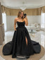 A-line/Princess Sweetheart Court Train Satin Wedding Dress with Leg Slit