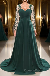 A-Line/Princess Sweetheart Sweep Train Chiffon Mother of the Bride Dress With Appliques Lace