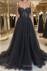 A-Line/Princess Sweetheart Sweep Train Evening Prom Dress With Leg Slit