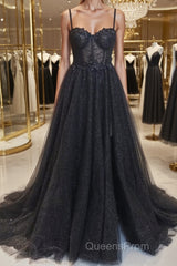 A-Line/Princess Sweetheart Sweep Train Evening Prom Dress With Leg Slit