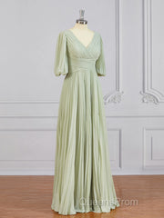 A-Line/Princess V-neck Floor-Length Chiffon Mother of the Bride Dress