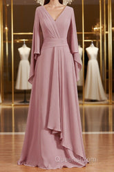 A-Line/Princess V-neck Floor-Length Chiffon Mother of the Bride Dress