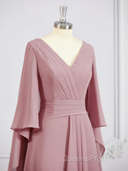 A-Line/Princess V-neck Floor-Length Chiffon Mother of the Bride Dress