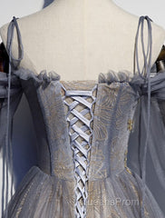 A-Line Evening Prom Dress Dress Wedding Floor Length Strap Tulle With Sequin Embroidery