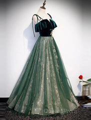 A-Line Evening Prom Dress Glittering Dress Wedding Guest Engagement Floor Length Sleeveless Spaghetti Strap Organza With Sequin