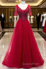 A-Line Evening Prom Dress Luxurious Dress Wedding Guest Formal Evening Floor Length Short Sleeve Spaghetti Strap Tulle