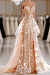 A-Line Evening Prom Dress Sparkle & Shine Dress Sweet 16 Birthday Floor Length Sleeveless Sweetheart Tulle With Sequin