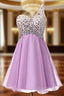 A-Line Purple Chiffon One Shoulder Homecoming Dress With Crystal