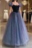 A-Line Purple Tulle Long Evening Prom Dress, Purple Sweet 16 Dress