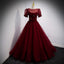 A Line Red Long Classy Prom Dress