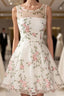 A Line Round Neck Short Lace Floral Evening Prom Dress, Short Lace Floral Formal Homecoming Dress