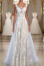 A Line Round Neck Sleeveless Lace Evening Prom Dress, Lace Formal Dress