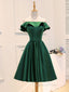 A-Line Satin Green Short Evening Prom Dress, Green Homecoming Dress