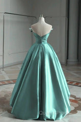 A-Line Satin Off-The-Shoulder Long Evening Prom Dress Wedding Dress