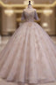 A-Line Scoop Neckline Gray Blue Long Evening Prom Dress, Tulle Lace Long Evening Dress