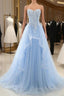 A-Line Sexy Engagement Evening Prom Birthday Dress Strapless Sleeveless Lace Pleats