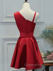A Line Short Red Evening Prom Dress, Short Red Graduation Homecoming Dress