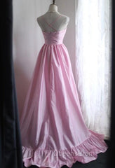 A-Line Spaghetti Strap Satin Long Wedding Dress Birthday Quinceanera Dress Evening Prom Dress