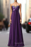 A Line Strapless Chiffon Purple Floor Length Bridesmaid Dress