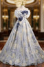 A-Line Strapless Flower Evening Prom Dress
