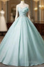A-Line Strapless Formal Tulle Floor Length Evening Dress Off Shoulder Evening Prom Dress
