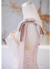 A Line Straps Pink Satin Long Evening Prom Dress