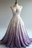 A-Line Straps Tulle Beaded Long Classy Prom Dress Applique Sweetheart Neck Classy Evening Gown