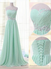A-line Sweetheart Beading Floor-Length Chiffon Bridesmaid Dress