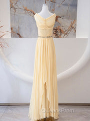 A-Line Sweetheart Neck Chiffon Long Evening Prom Dress, Chiffon Evening Dress