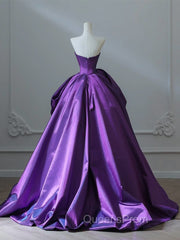 A-Line Sweetheart Neck Satin Purple Long Evening Prom Dress Evening Dress Evening Dress