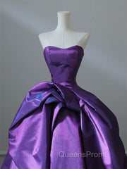 A-Line Sweetheart Neck Satin Purple Long Evening Prom Dress Evening Dress Evening Dress