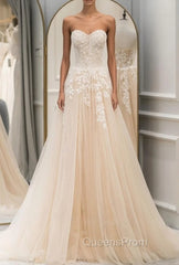 A Line Sweetheart Neck Tulle lace Blue Long Evening Prom Dress, Lace Evening Gown Graduation Dress