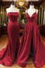 A-Line Trumpet/Mermaid Sleeveless Sweep Train Satin Evening Prom Dress With Split
