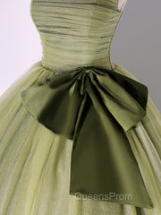 A Line Tulle Green Long Evening Prom Dress, Green Tulle Evening Party Dress