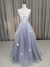 A line Tulle Lace Long Evening Dress, Lace Tulle Evening Prom Dress
