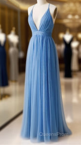 A-Line V Neck Chiffon Long Evening Prom Dress Formal Evening Dress Bridesmaid Dress