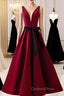 A Line V Neck Short Burgundy Evening Prom Dress, Wine Red Short Formal Graduation Homecoming Dress