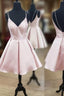 A Line V Neck Short Pink Evening Prom Dress, Short Pink Homecoming Graduation Dress