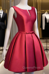 Adorable Cute Wine Red Satin Short Evening Prom Dress , New Party Dress