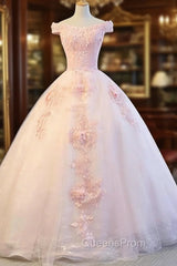 Adorable Pink Tulle Off Shoulder Pink Party Dress , Sweetheart Evening Dress