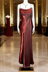 Aesthetic Mermaid Spaghetti Straps Burgundy Evening Prom Dress Ruffle Long Party Dress