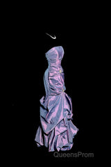 Aesthetic Mermaid Strapless Neckline Grape Taffeta Evening Prom Dress Ruffle Long Party Dress