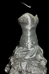 Aesthetic Mermaid Sweetheart Neckline Gray Taffeta Evening Prom Dress Ruffle Long Party Dress